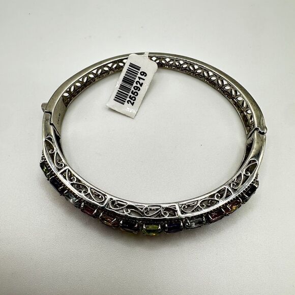 SALE! Still With tag! Multi-gemstone, stainless steel hinged bracelet! - Picture 6 of 16